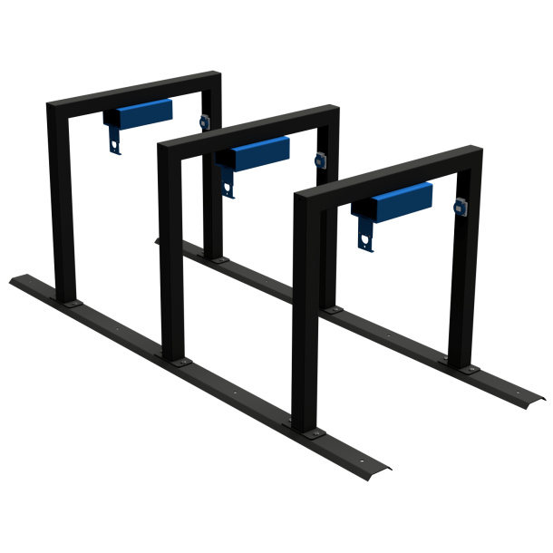 E-bike lean-on hoop | 3 row system | with 3 lockable loading boxes